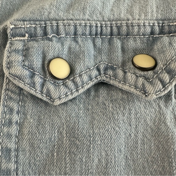 Scotch & Soda AMS BLAUW Sawtooth Snap Button Denim Shirt Small Blue Western READ - Picture 6 of 14